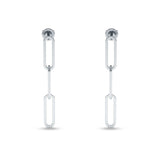 Paperclip Link Chain Interlocking Oblong Stud Earring 925 Sterling Silver
