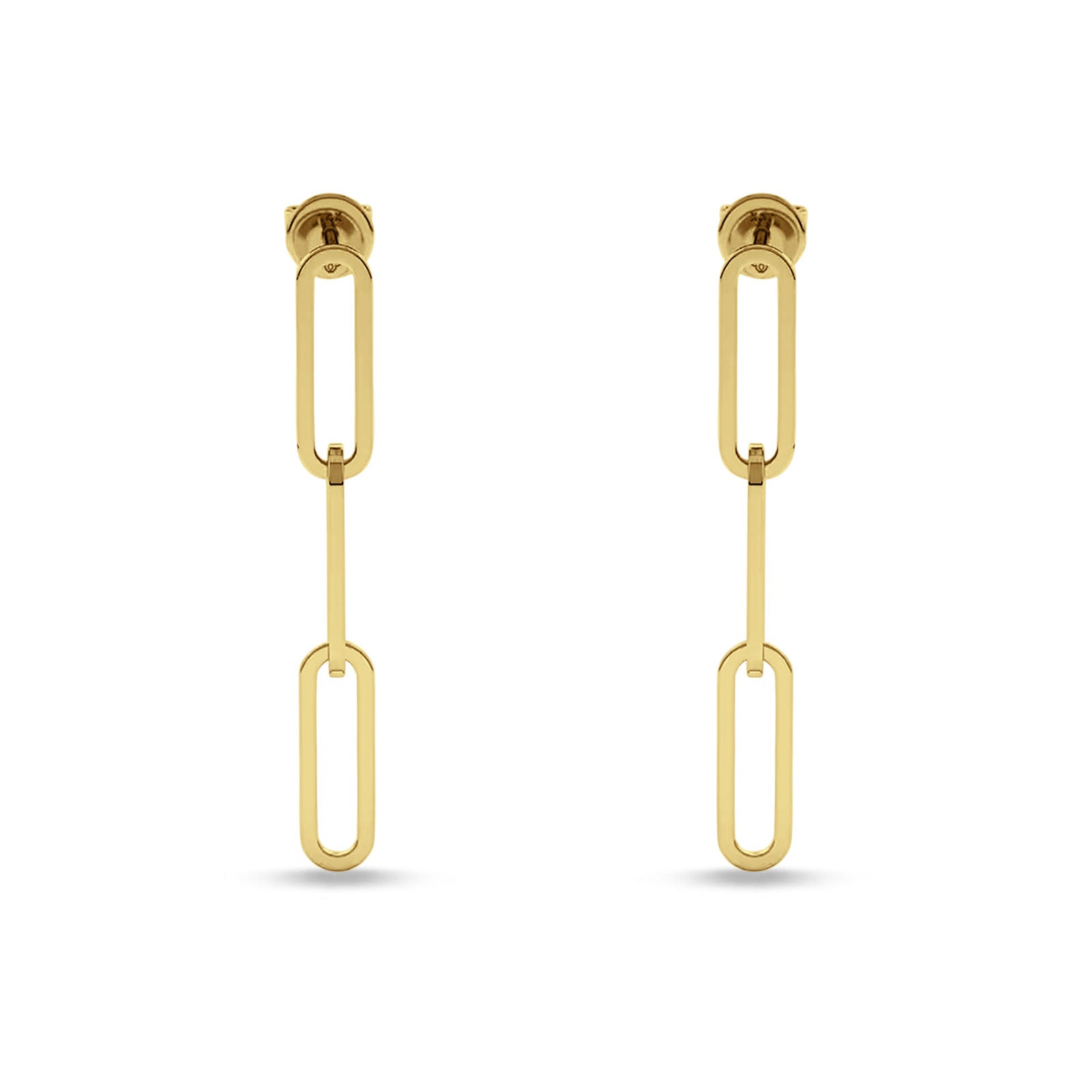 Paperclip Link Chain Interlocking Oblong Stud Earring 925 Sterling Silver