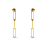 Paperclip Link Chain Interlocking Oblong Stud Earring 925 Sterling Silver