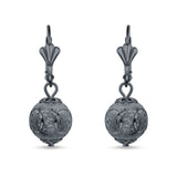Round Diamond Cut Dangling Ball Leverback Earrings 925 Sterling Silver
