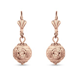 Round Diamond Cut Dangling Ball Leverback Earrings 925 Sterling Silver