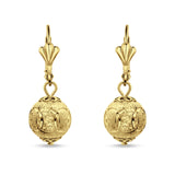 Round Diamond Cut Dangling Ball Leverback Earrings 925 Sterling Silver