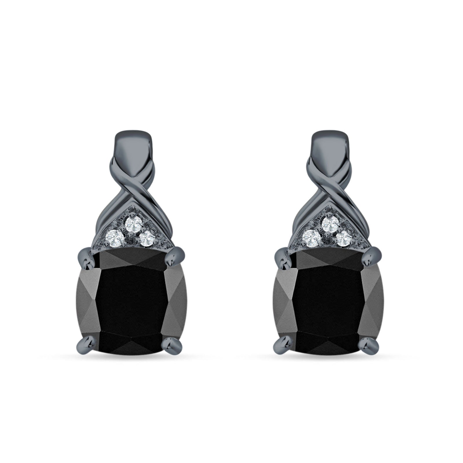 Cushion Cubic Zirconia Twisted Stud Earring 925 Sterling Silver