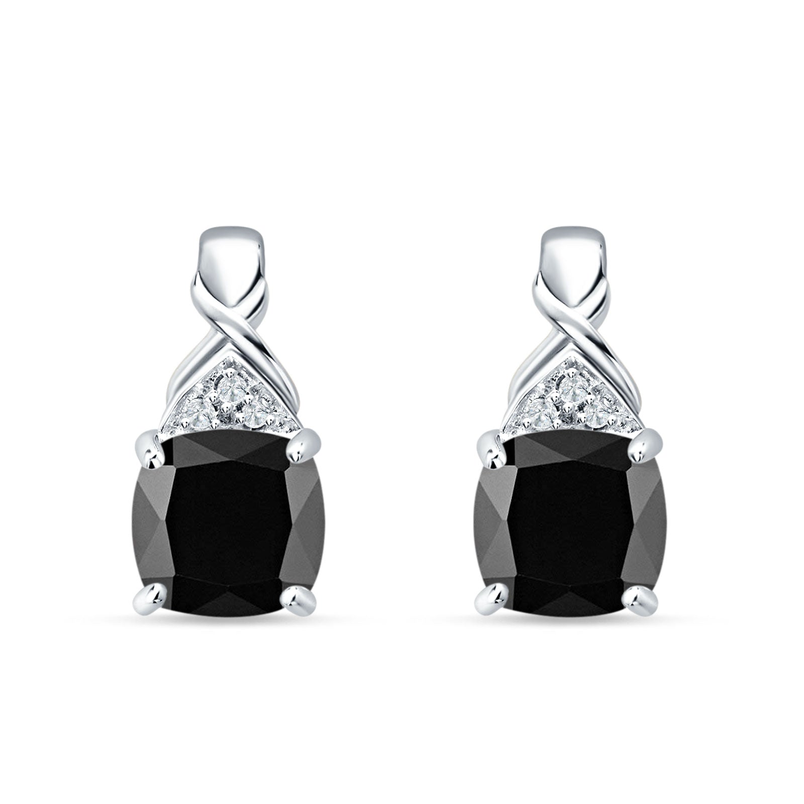 Cushion Cubic Zirconia Twisted Stud Earring 925 Sterling Silver