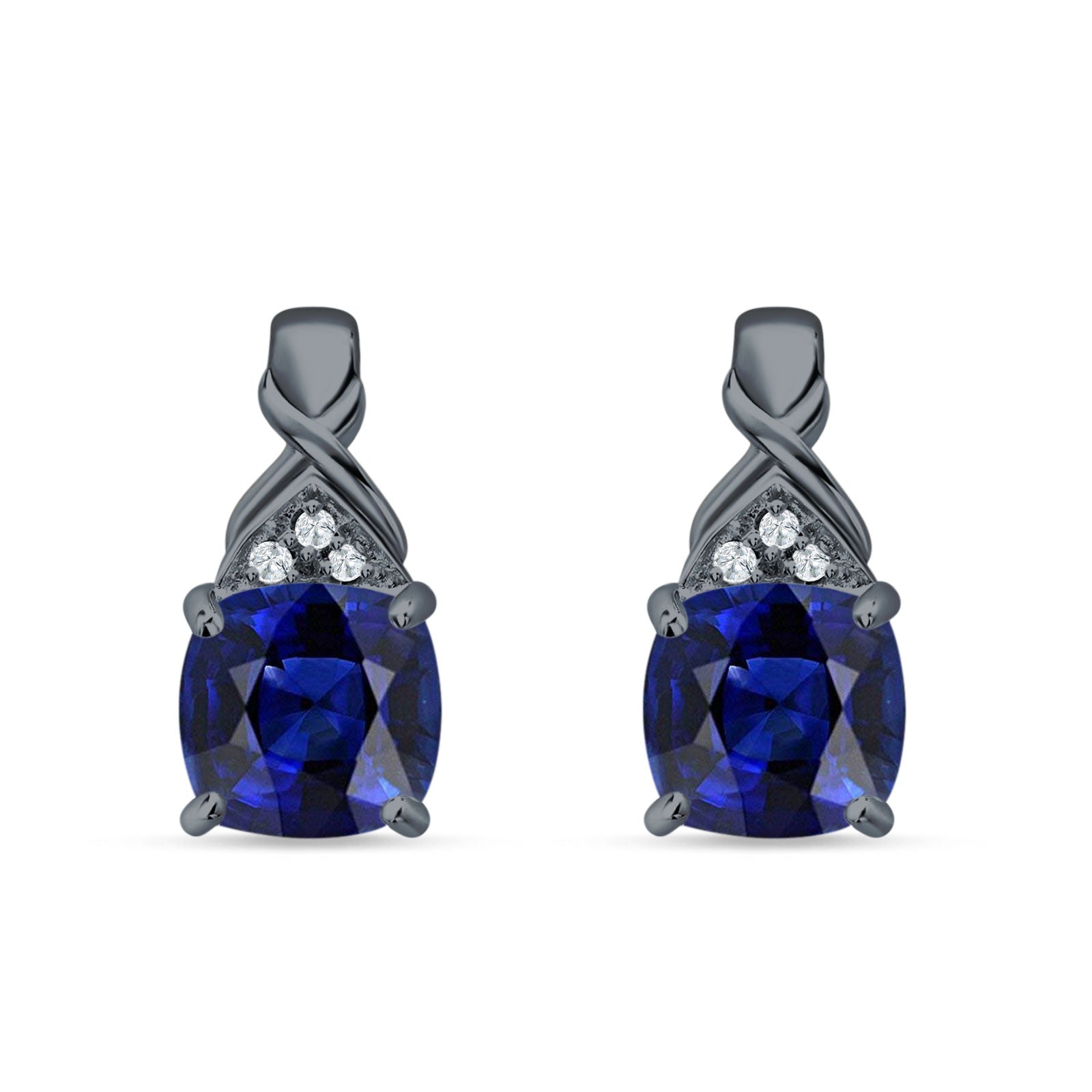 Cushion Cubic Zirconia Twisted Stud Earring 925 Sterling Silver