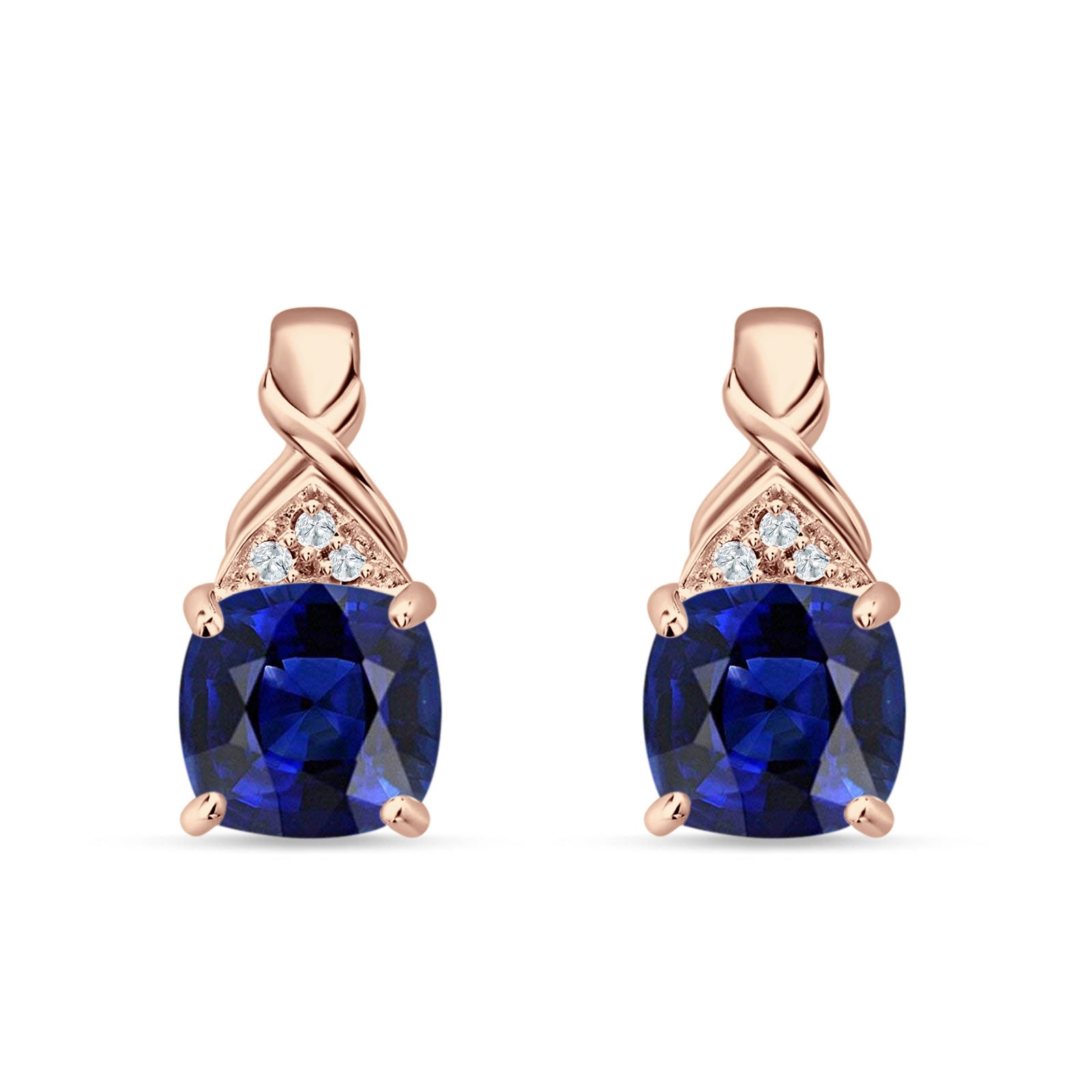 Cushion Cubic Zirconia Twisted Stud Earring 925 Sterling Silver