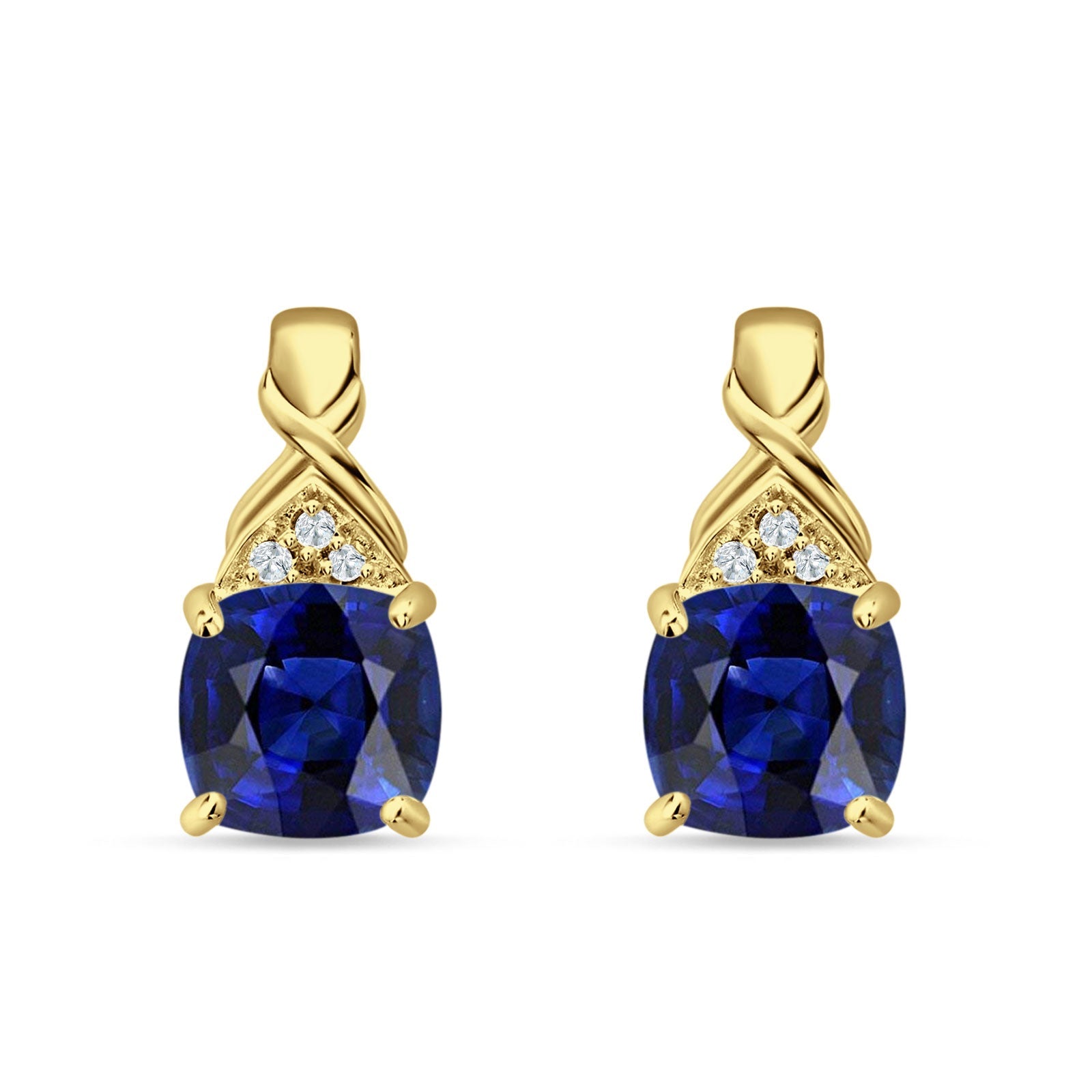 Cushion Cubic Zirconia Twisted Stud Earring 925 Sterling Silver