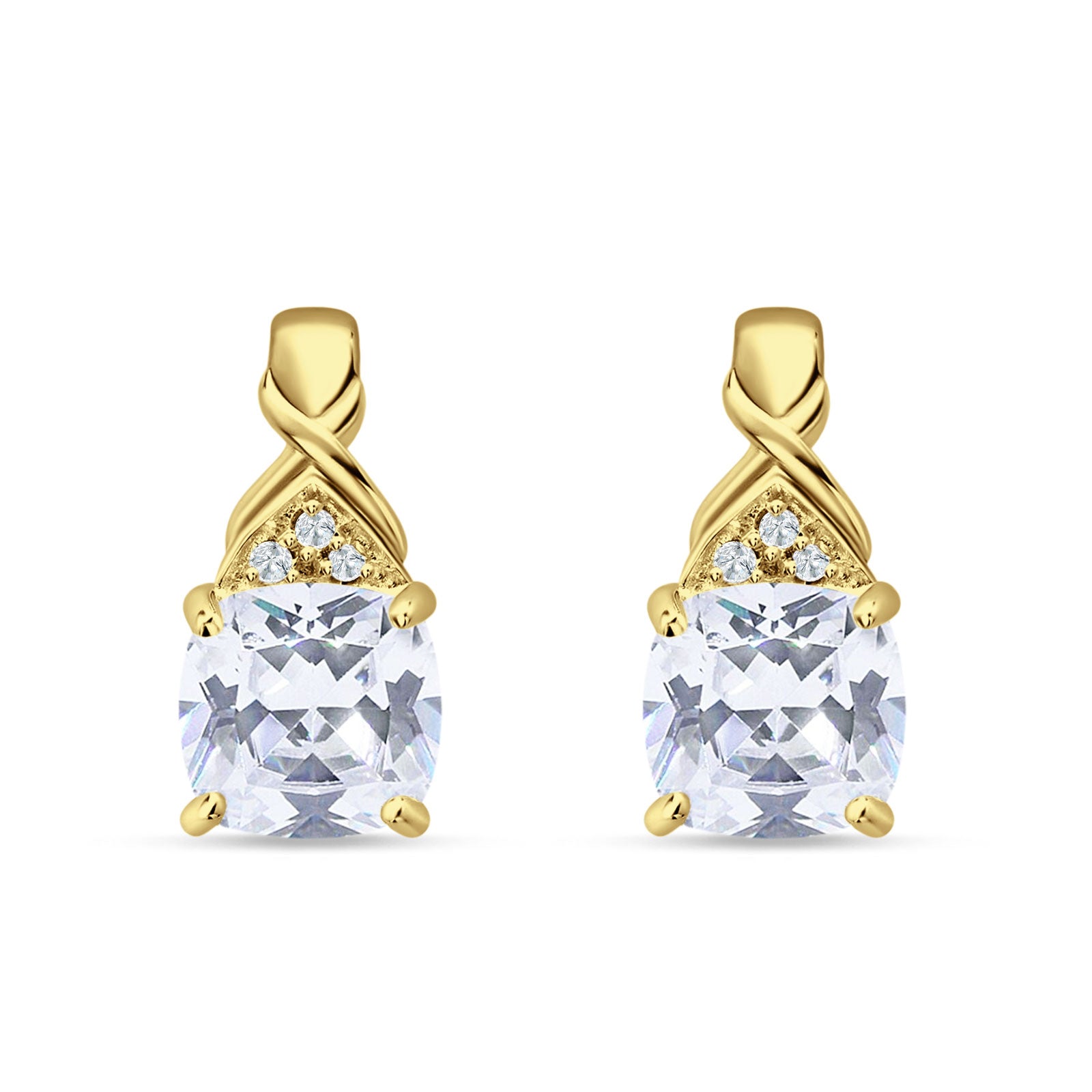 Cushion Cubic Zirconia Twisted Stud Earring 925 Sterling Silver