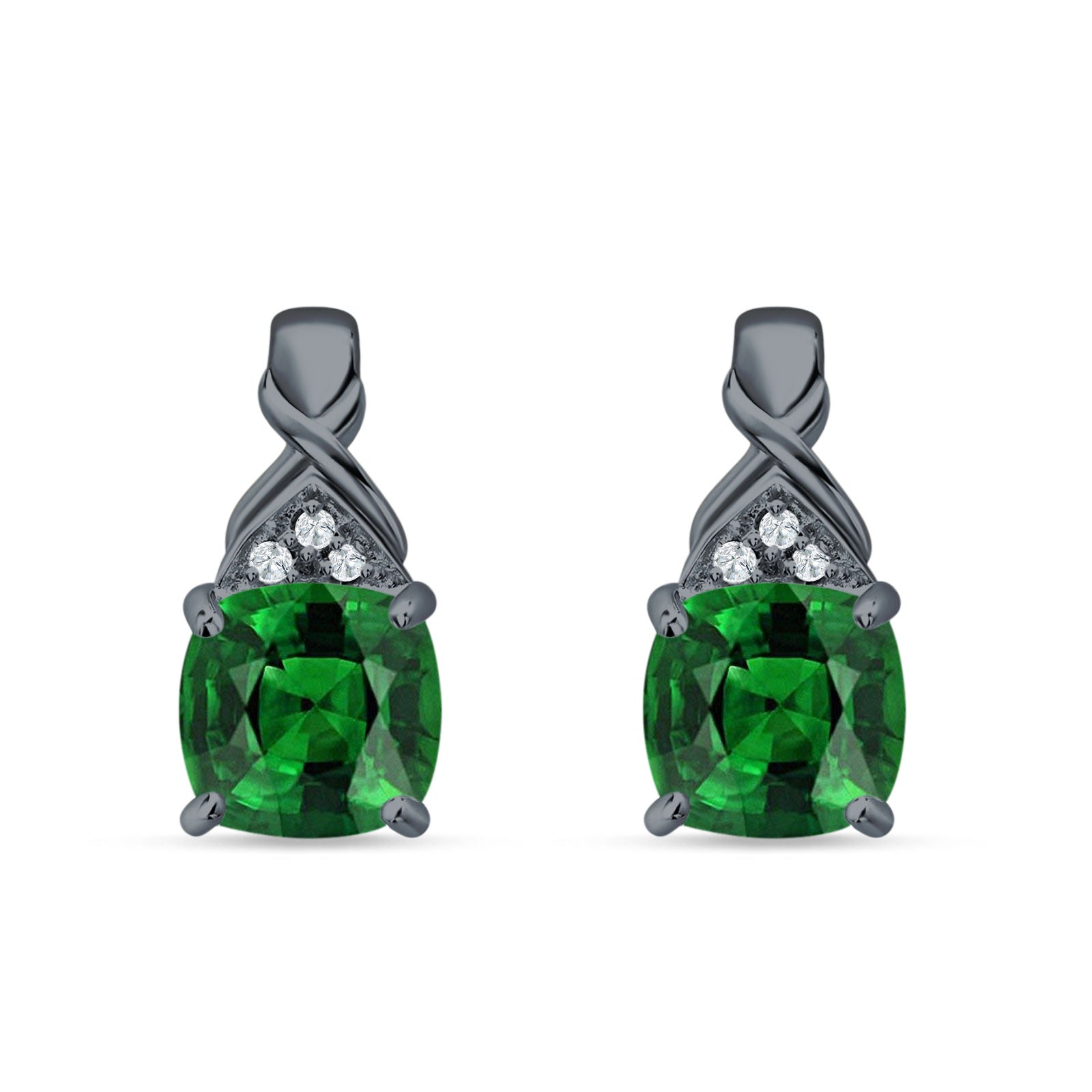 Cushion Cubic Zirconia Twisted Stud Earring 925 Sterling Silver