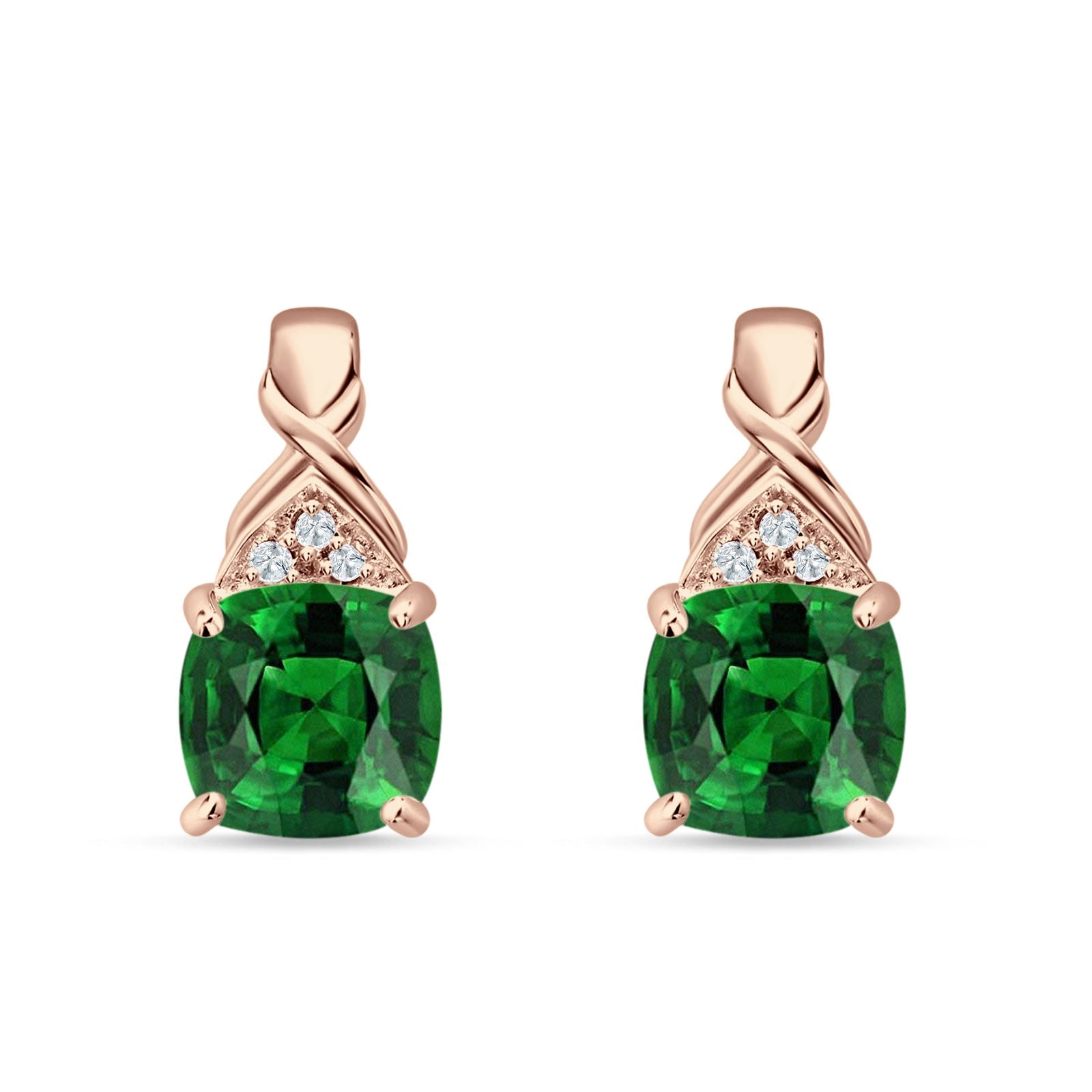 Cushion Cubic Zirconia Twisted Stud Earring 925 Sterling Silver