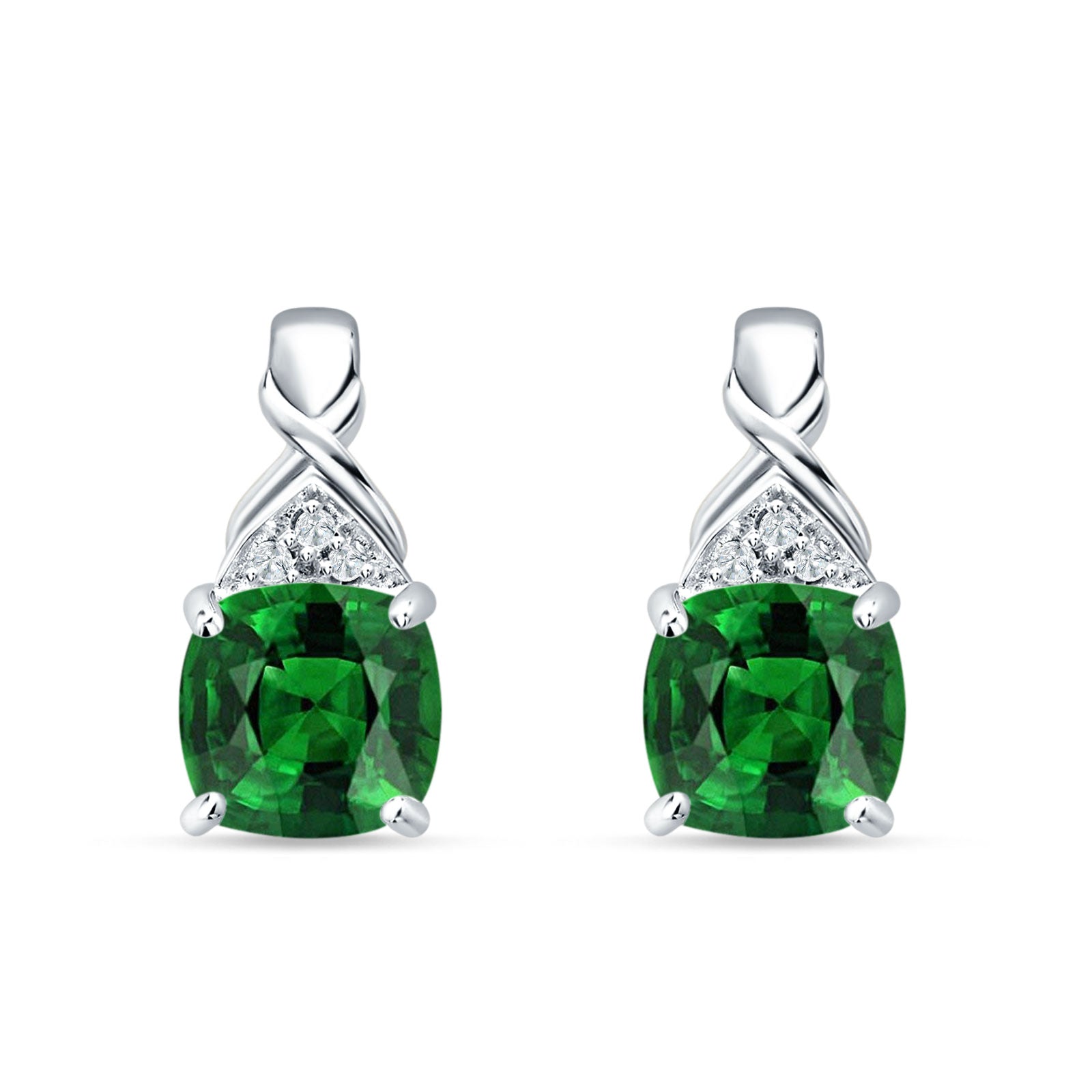 Cushion Cubic Zirconia Twisted Stud Earring 925 Sterling Silver