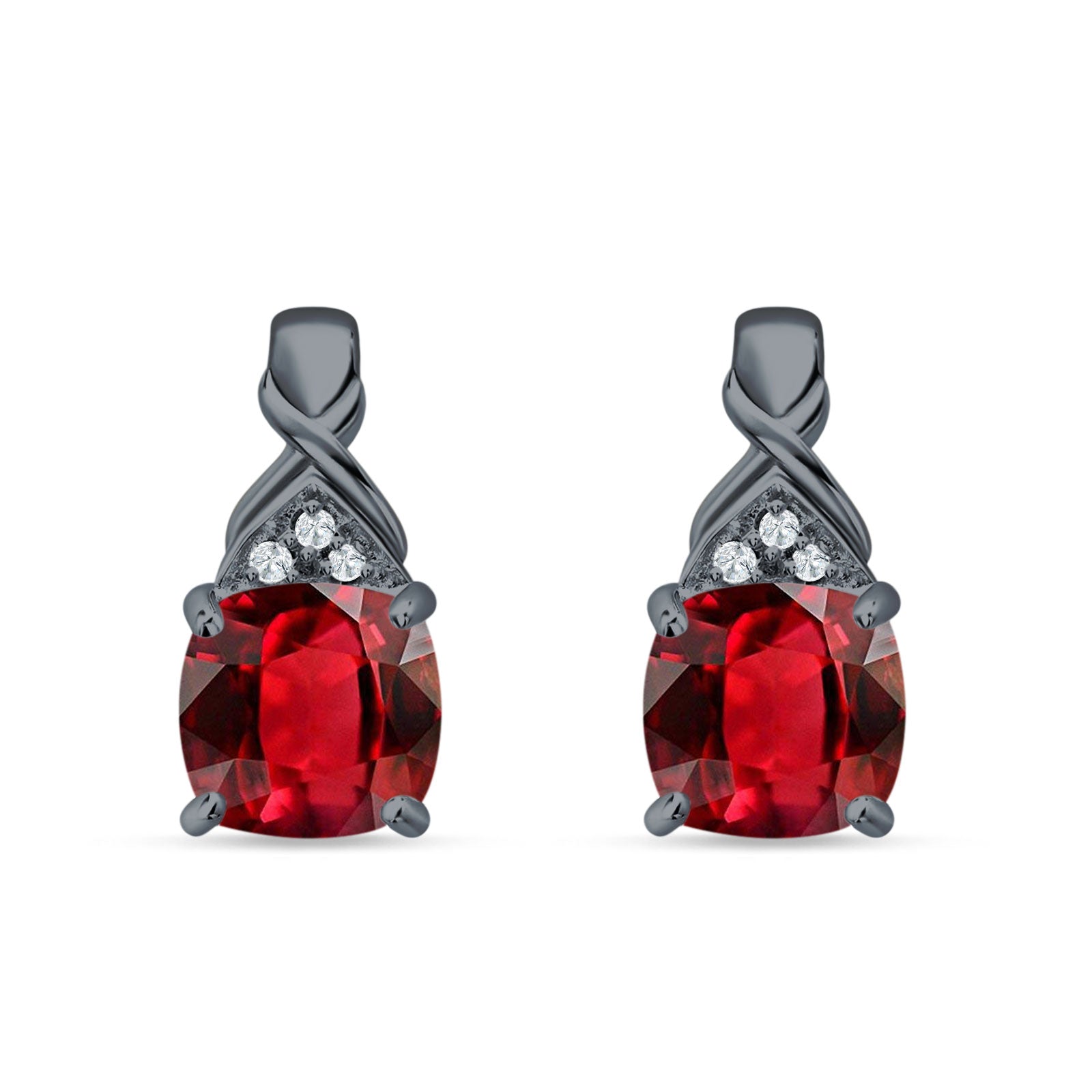 Cushion Cubic Zirconia Twisted Stud Earring 925 Sterling Silver