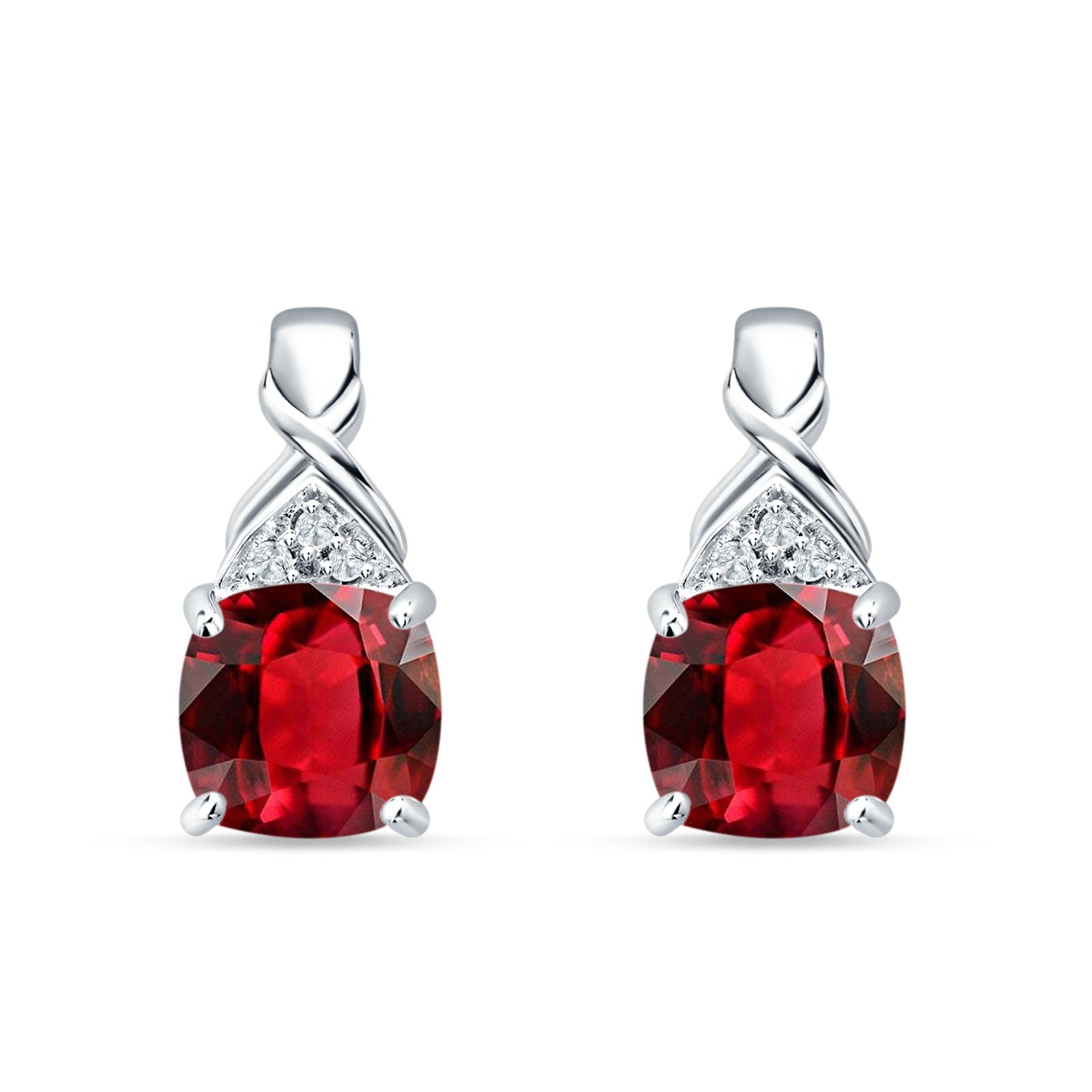 Cushion Cubic Zirconia Twisted Stud Earring 925 Sterling Silver