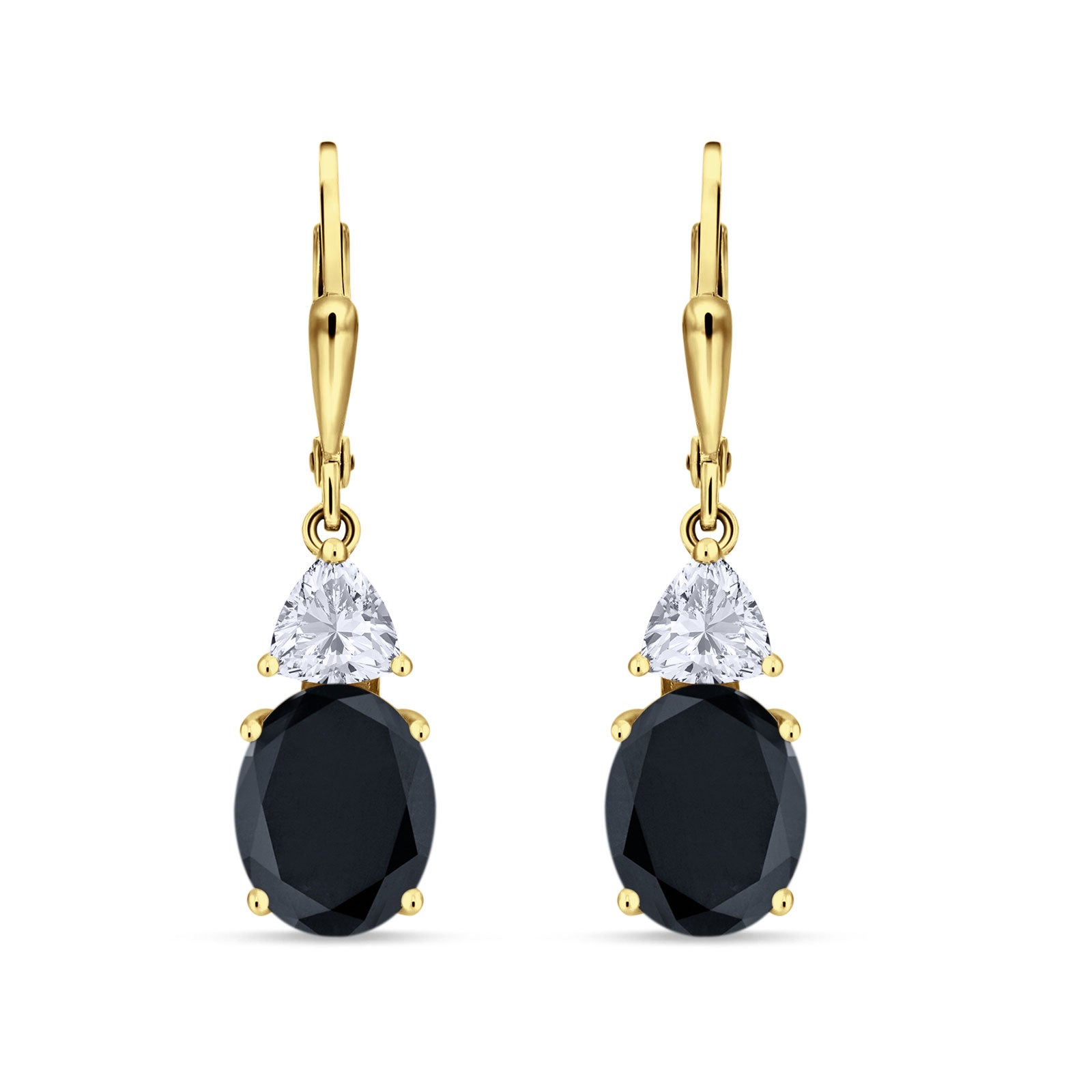 Oval Drop Dangle Triangular Cubic Zirconia Leverback Earring 925 Sterling Silver