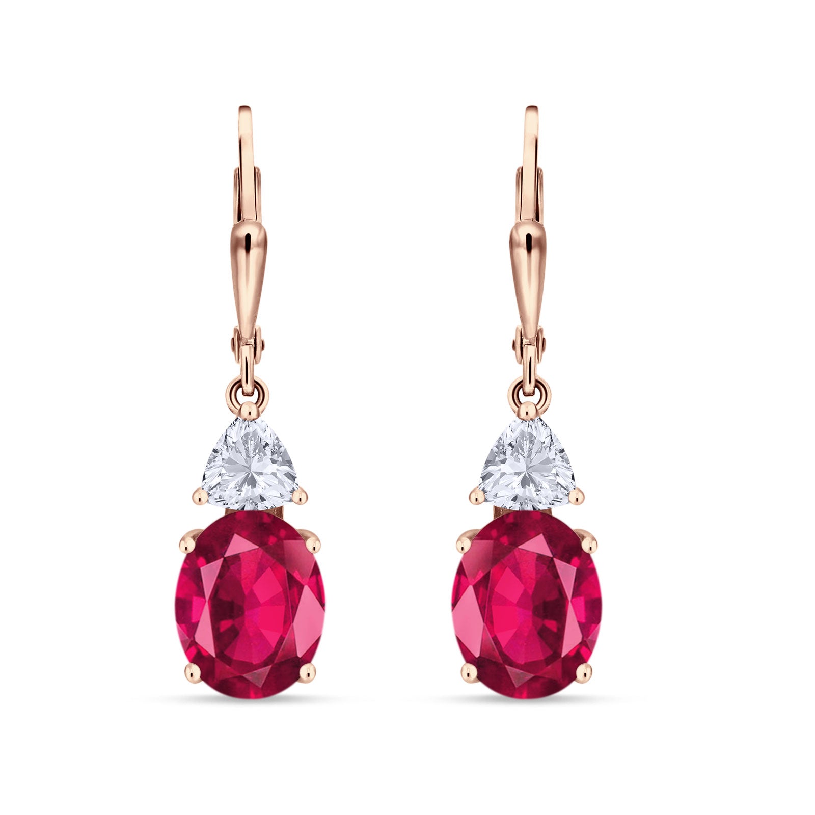 Oval Drop Dangle Triangular Cubic Zirconia Leverback Earring 925 Sterling Silver
