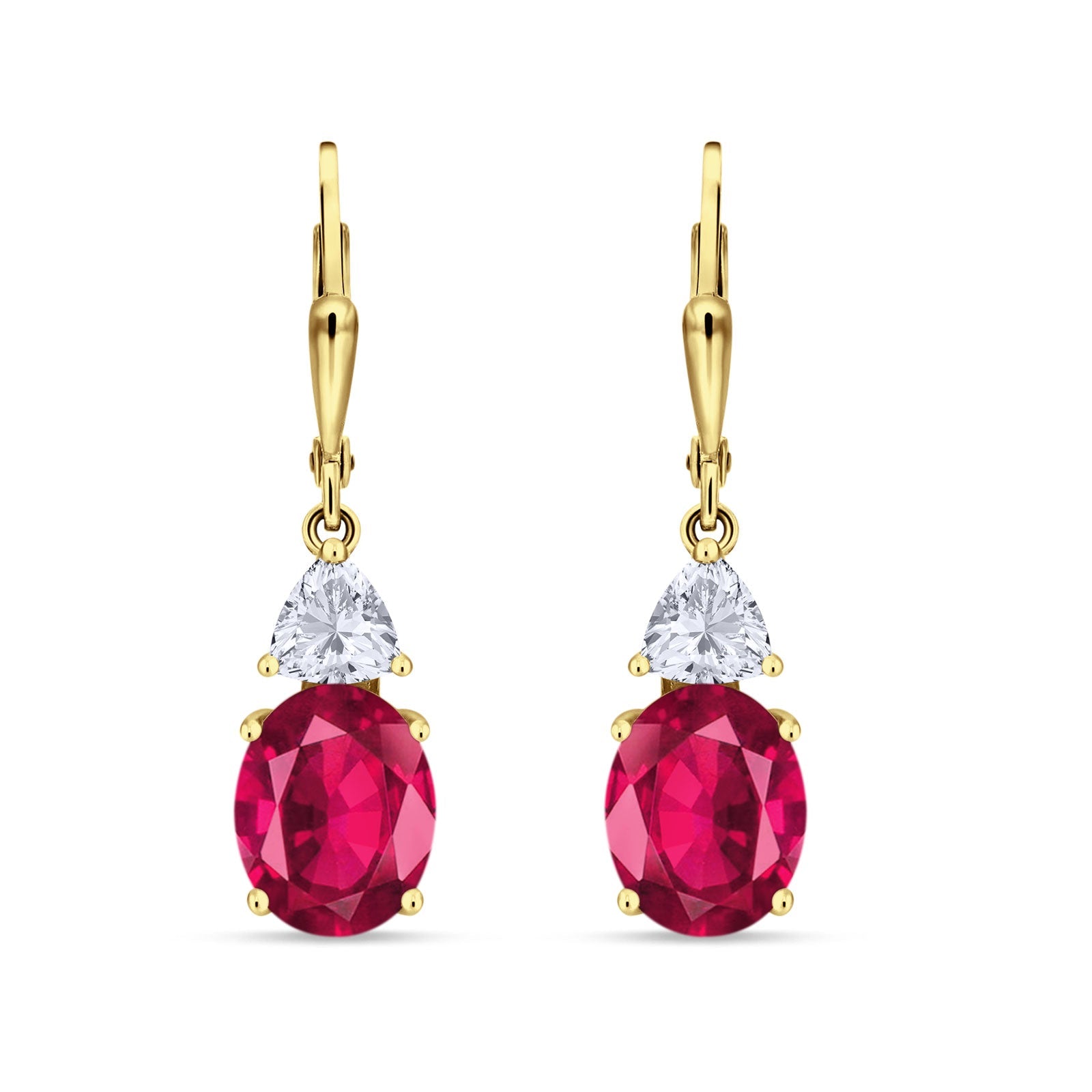 Oval Drop Dangle Triangular Cubic Zirconia Leverback Earring 925 Sterling Silver