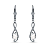 Music Note Infinity Style Leverback Earring Cubic Zirconia 925 Sterling Silver