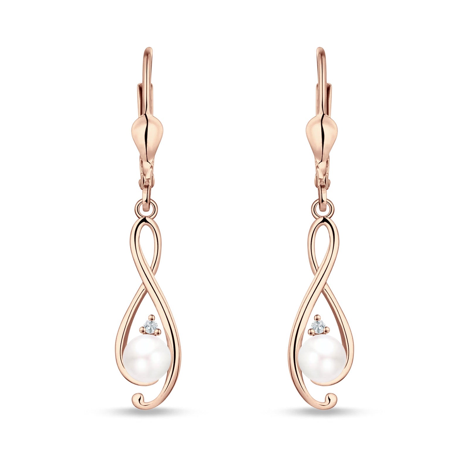 Music Note Infinity Style Leverback Earring Cubic Zirconia 925 Sterling Silver