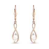 Music Note Infinity Style Leverback Earring Cubic Zirconia 925 Sterling Silver