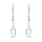 Music Note Infinity Style Leverback Earring Cubic Zirconia 925 Sterling Silver