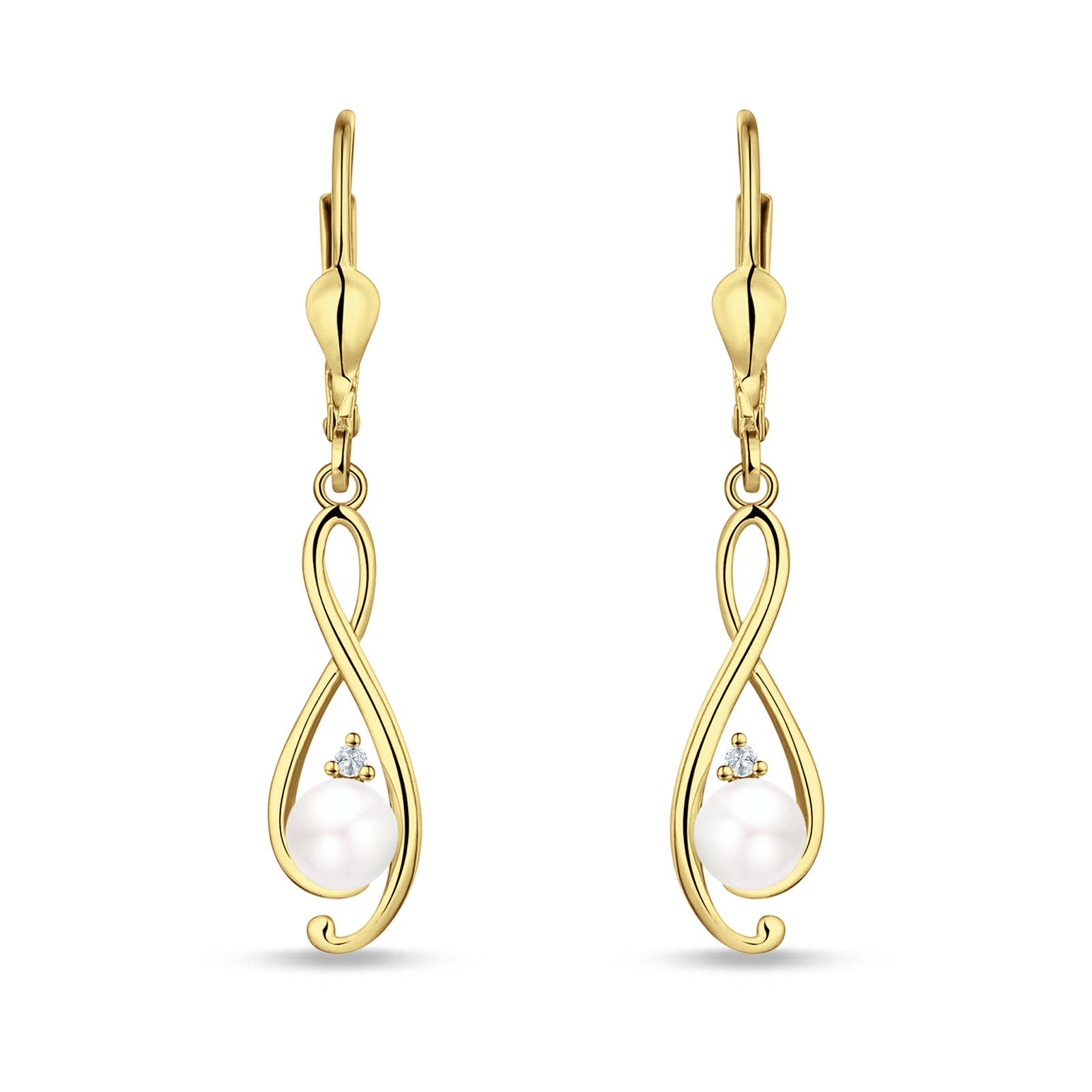 Music Note Infinity Style Leverback Earring Cubic Zirconia 925 Sterling Silver