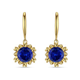 Round Cubic Zirconia Flower Heart Designer Fishhook Earring 925 Sterling Silver