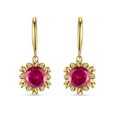 Round Cubic Zirconia Flower Heart Designer Fishhook Earring 925 Sterling Silver