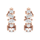 Zig Zag Pear Round Baguette Mixstone Hoop Earring Cubic Zirconia 925 Sterling Silver