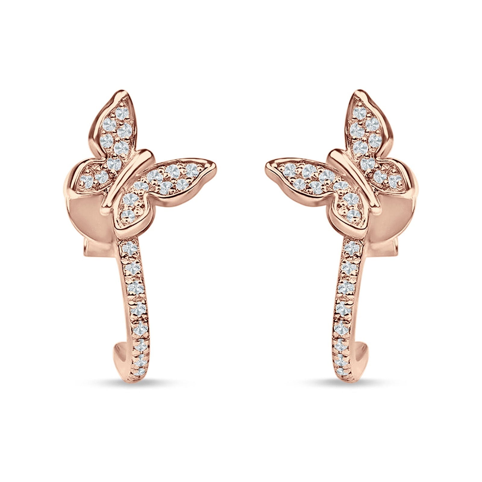 Butterfly Cluster Stud Earring Cubic Zirconia 925 Sterling Silver