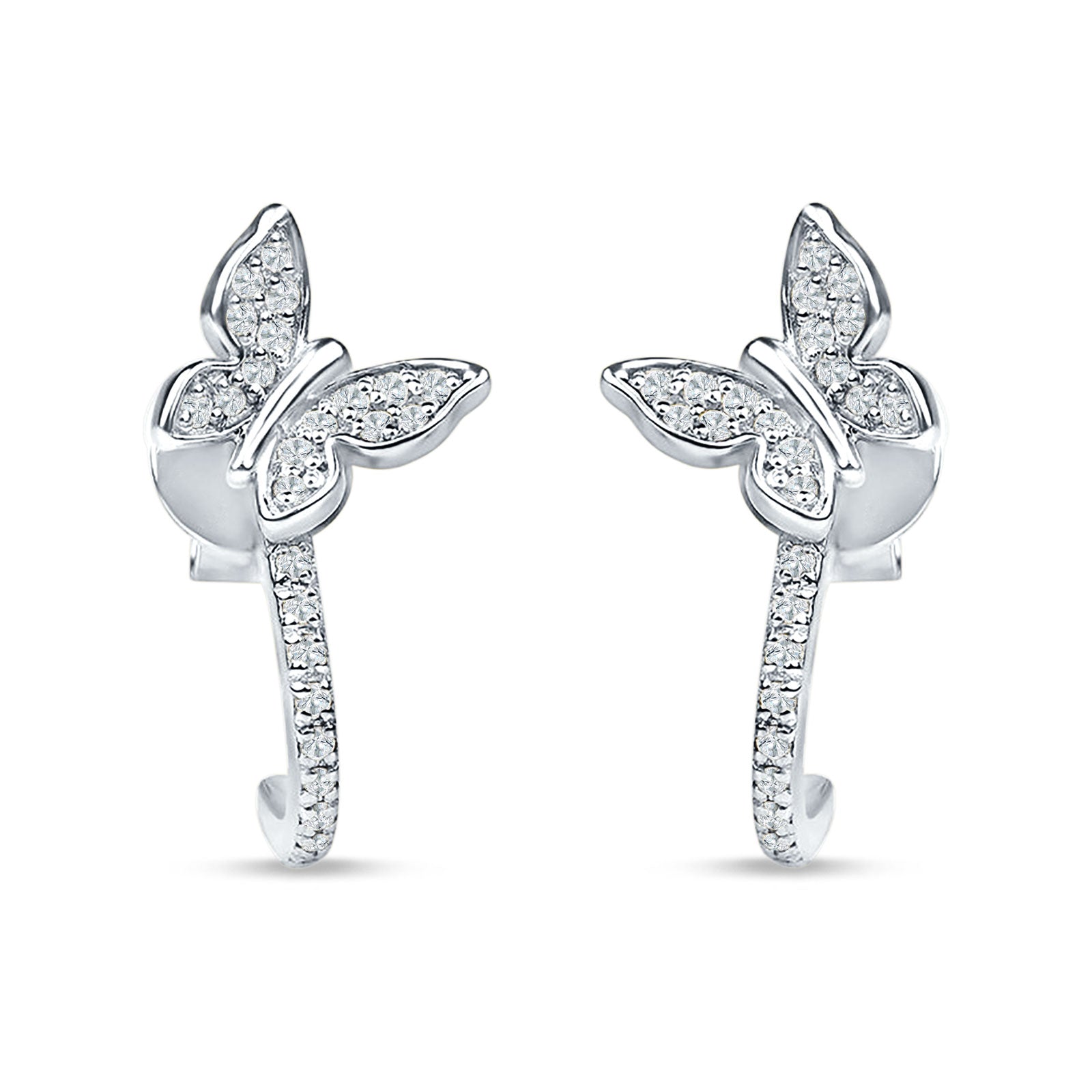 Butterfly Cluster Stud Earring Cubic Zirconia 925 Sterling Silver