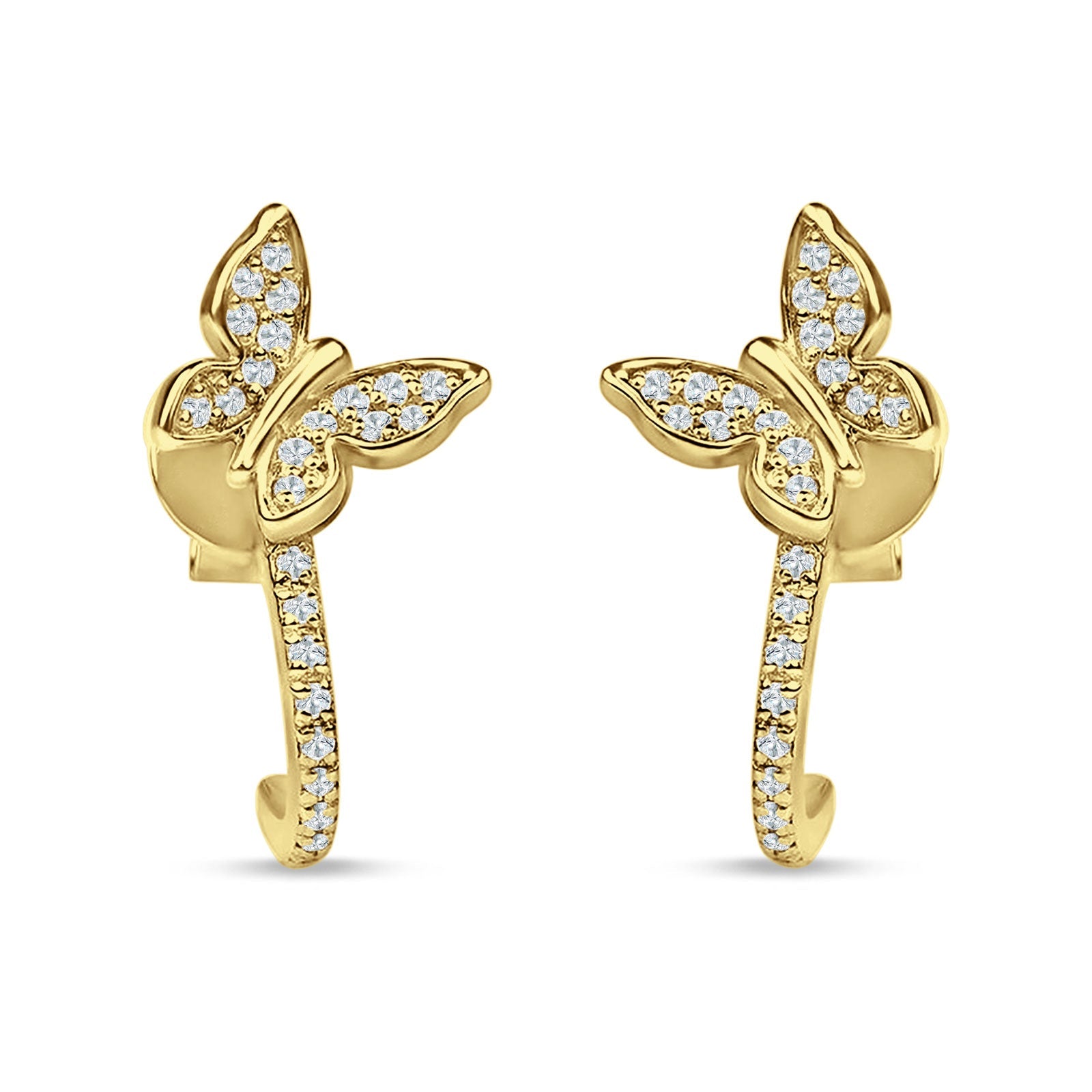 Butterfly Cluster Stud Earring Cubic Zirconia 925 Sterling Silver