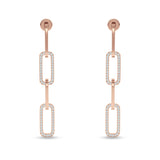 Paperclip Interlocking Oblong Oval Stud Earring Cubic Zirconia 925 Sterling Silver