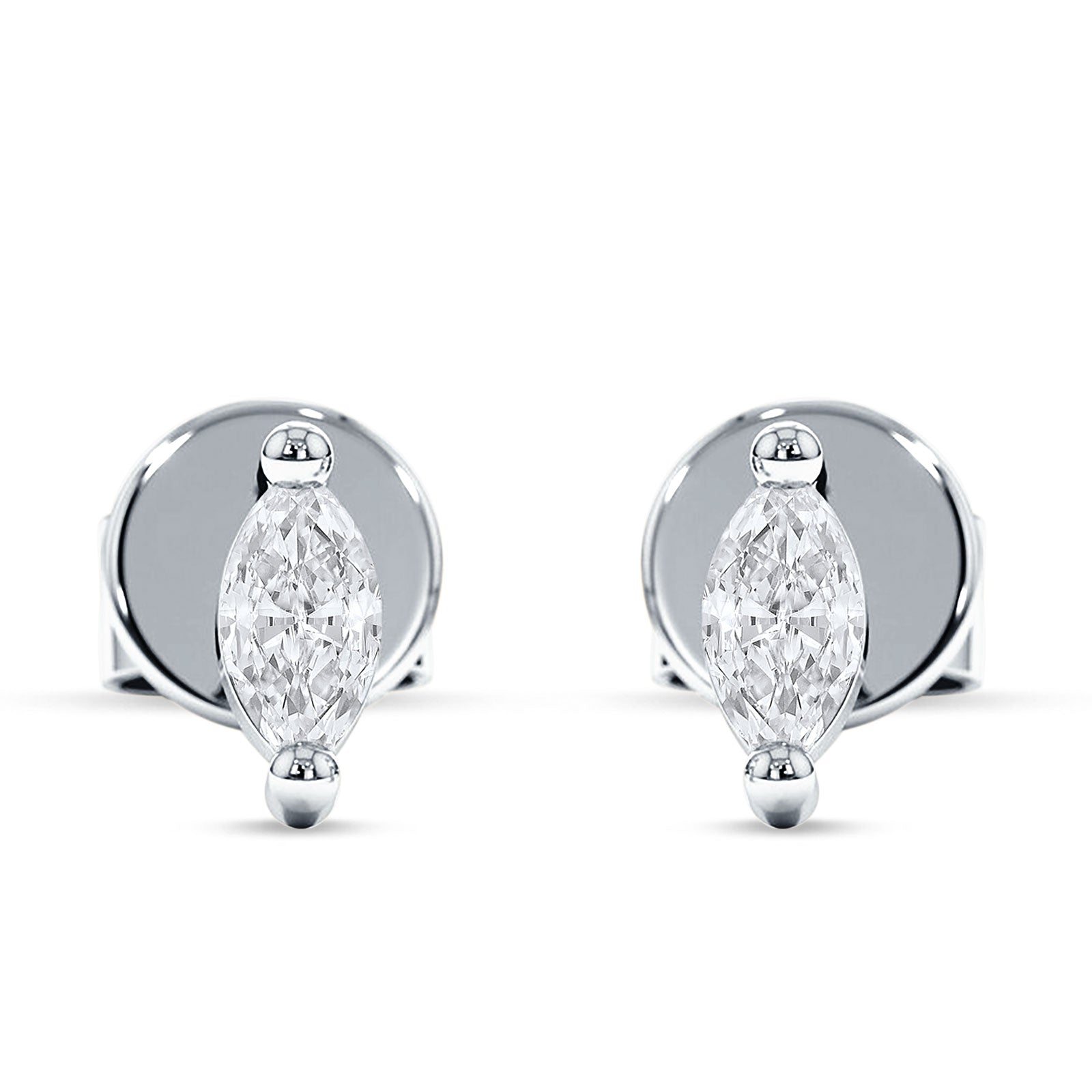 Marquise Solitaire Stud Earring Cubic Zirconia 925 Sterling Silver