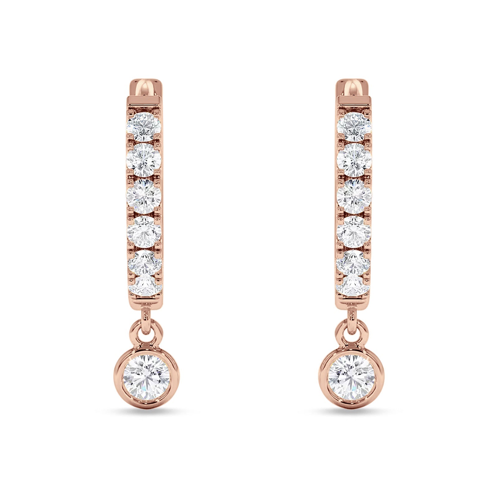 Round Charm Huggie Hoop Earring Cubic Zirconia 925 Sterling Silver