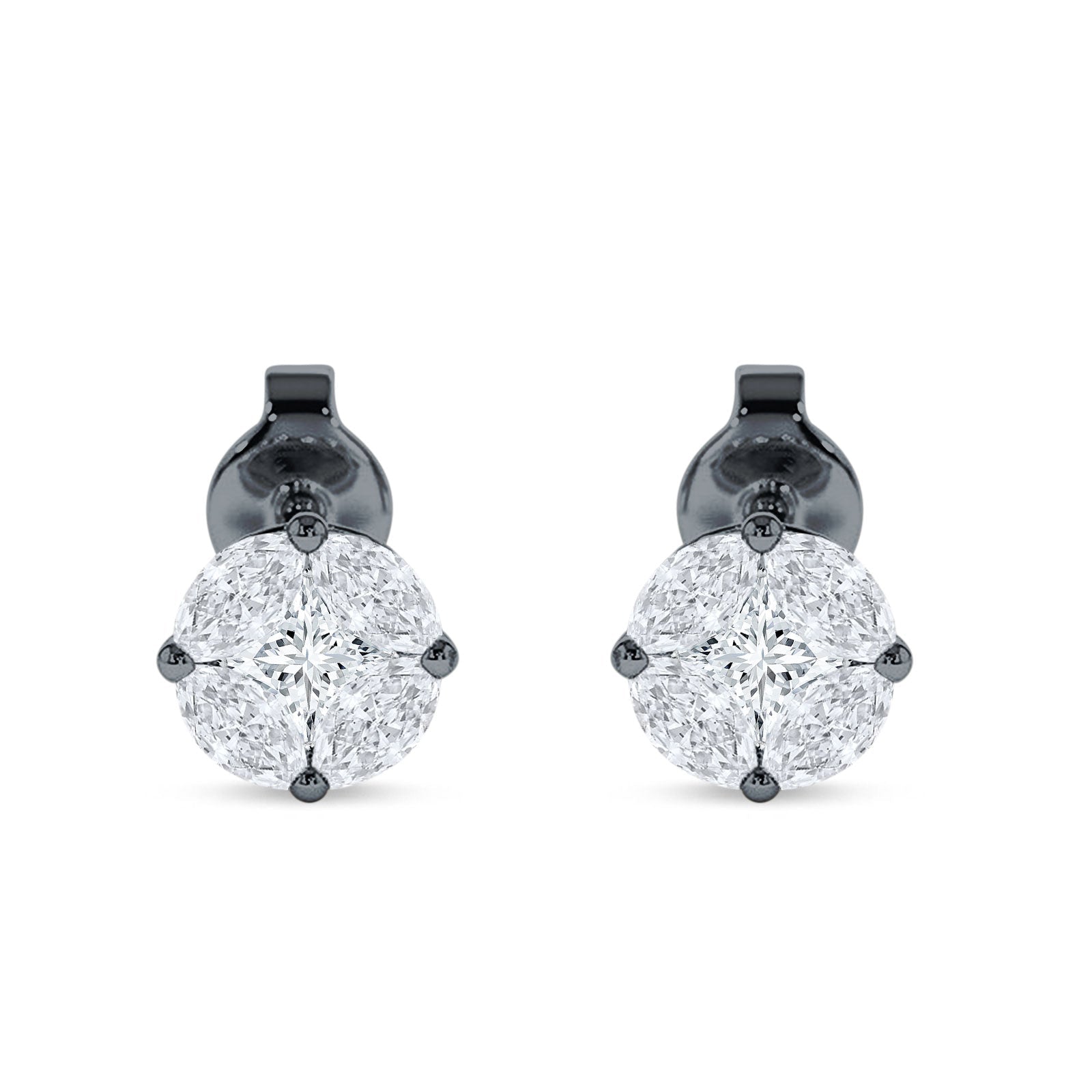 Marquise & Round Cubic Zirconia Stud Earring 925 Sterling Silver