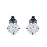 Marquise & Round Cubic Zirconia Stud Earring 925 Sterling Silver