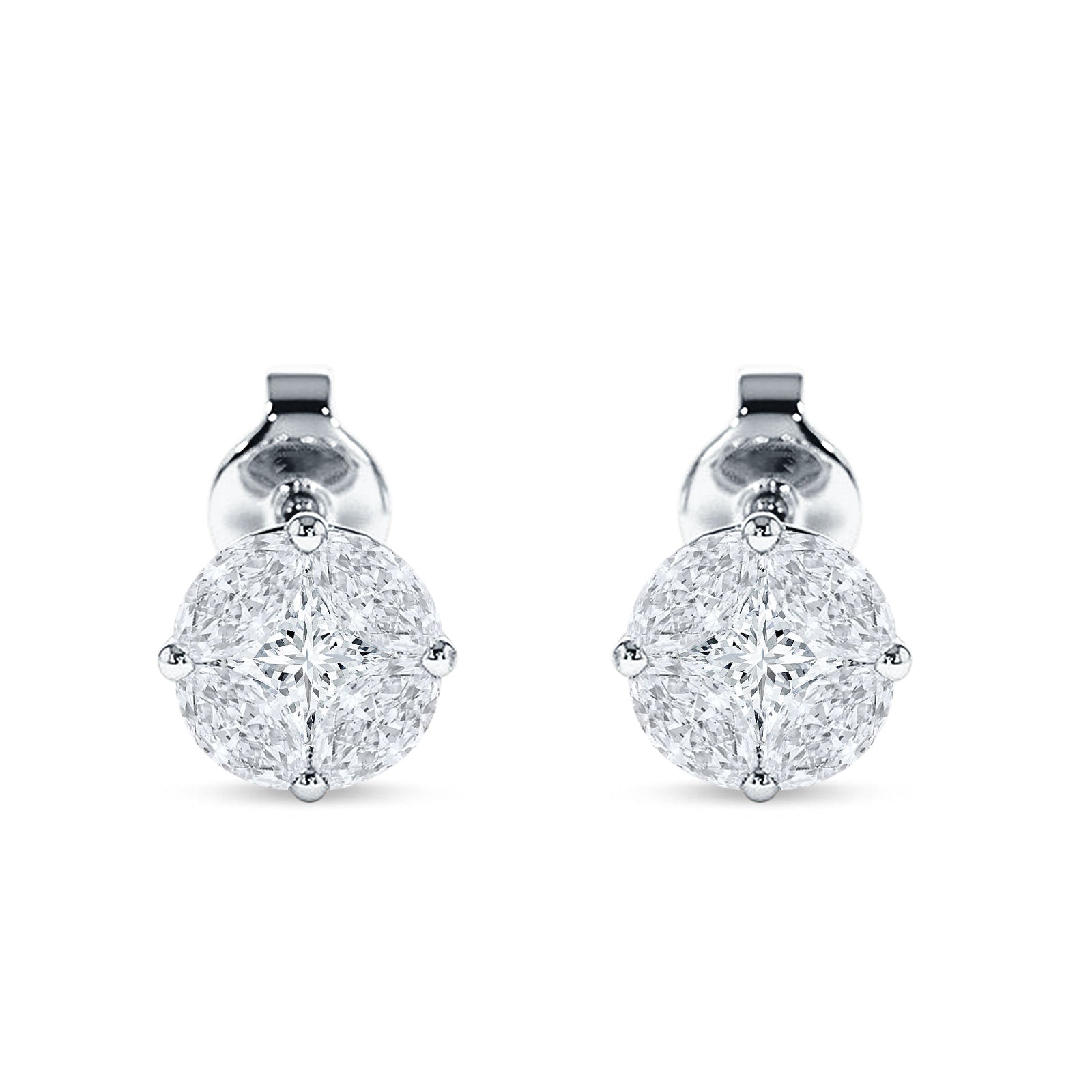 Marquise & Round Cubic Zirconia Stud Earring 925 Sterling Silver