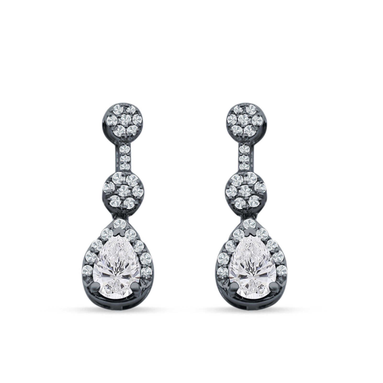 Drop Dangle 19mm Pear Stud Earrings Cubic Zirconia 925 Sterling Silver