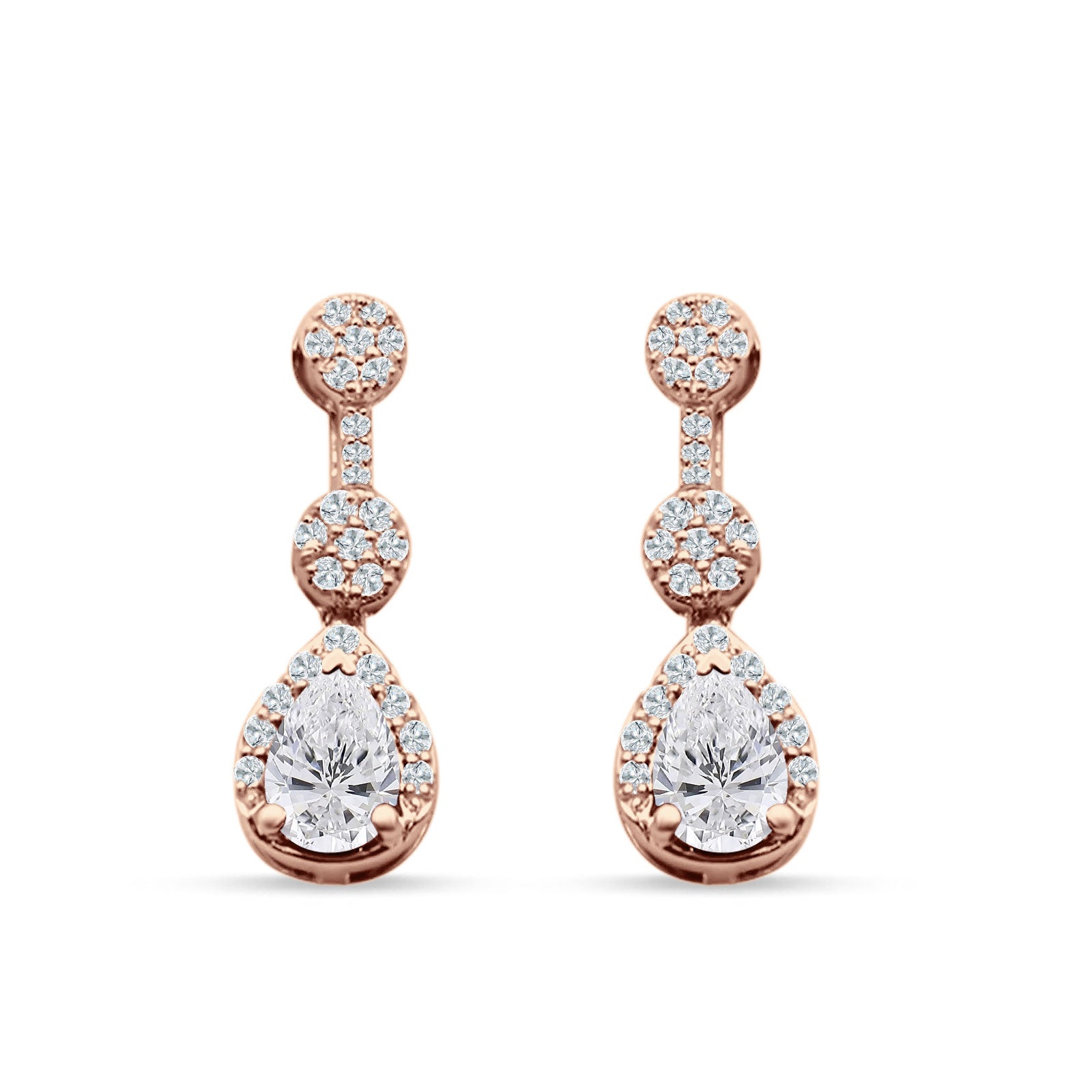 Drop Dangle 19mm Pear Stud Earrings Cubic Zirconia 925 Sterling Silver