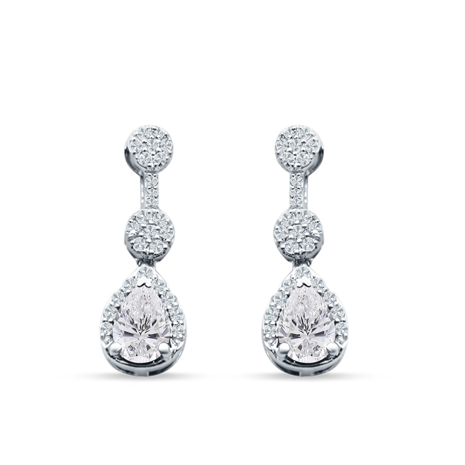 Drop Dangle 19mm Pear Stud Earrings Cubic Zirconia 925 Sterling Silver