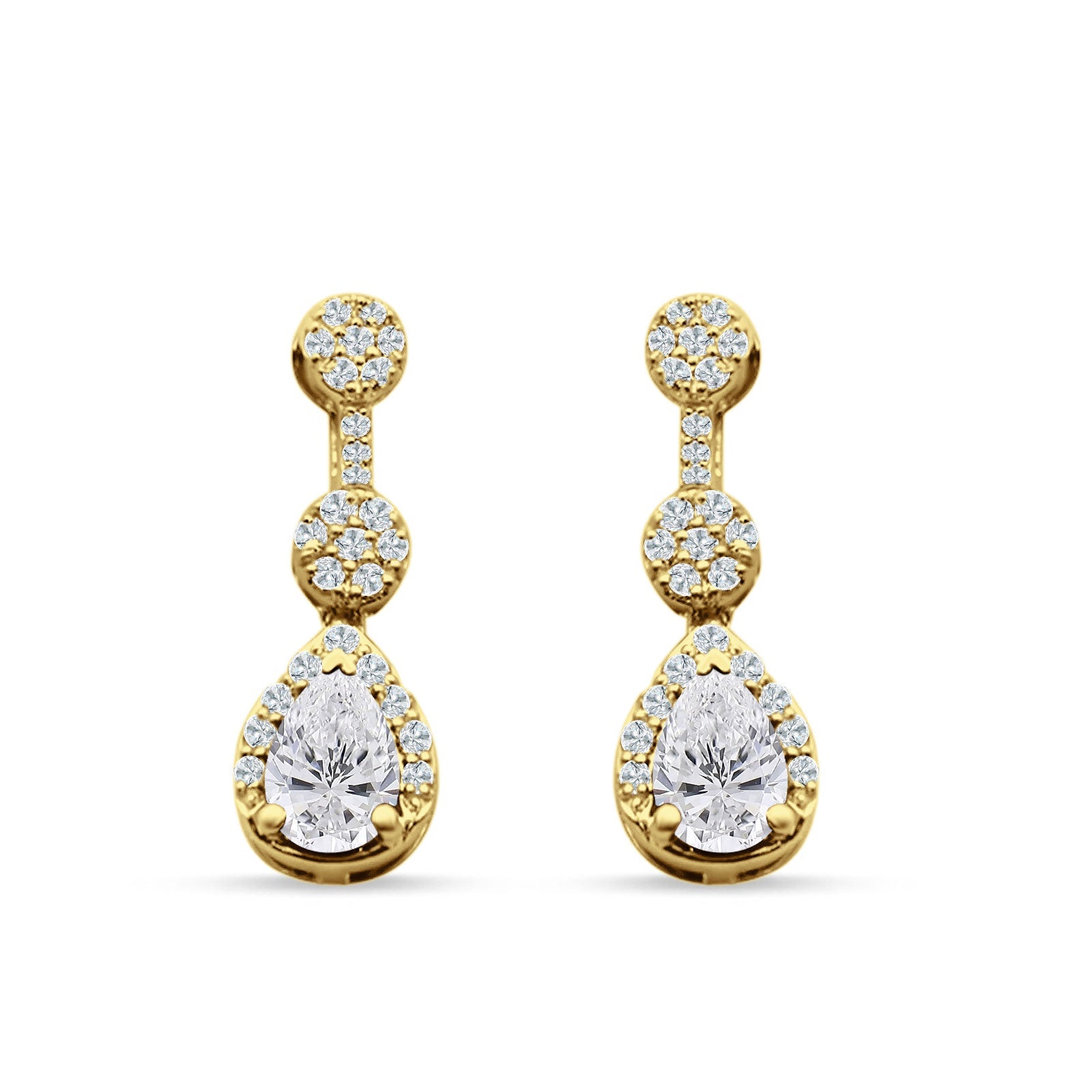 Drop Dangle 19mm Pear Stud Earrings Cubic Zirconia 925 Sterling Silver