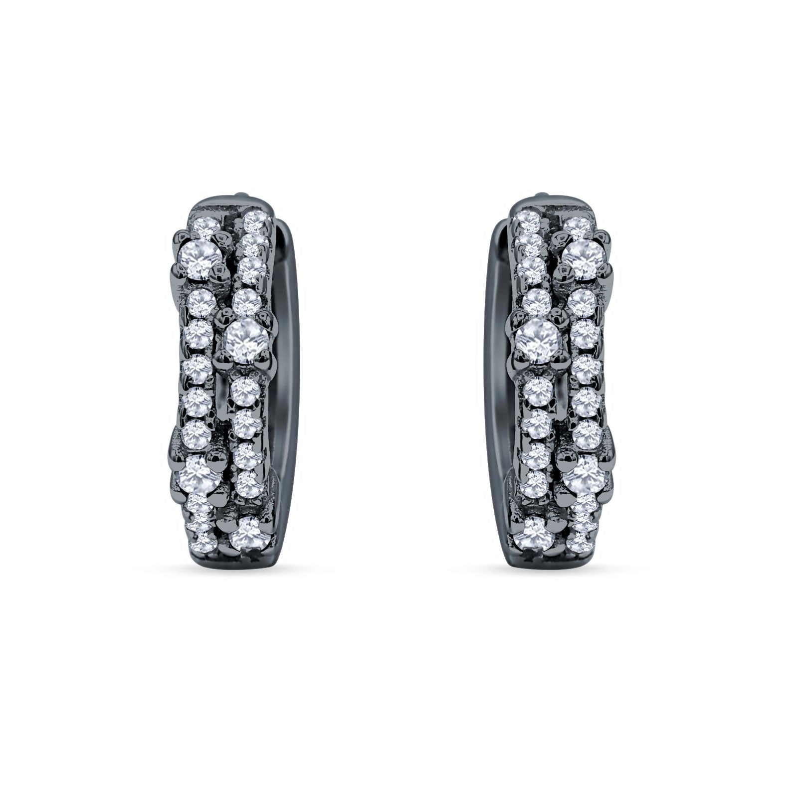 Minimalist 12.7mm Round Cubic Zirconia Hoop Earrings 925 Sterling Silver