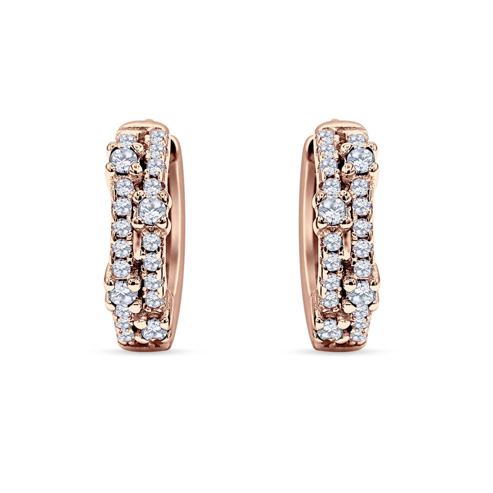 Minimalist 12.7mm Round Cubic Zirconia Hoop Earrings 925 Sterling Silver