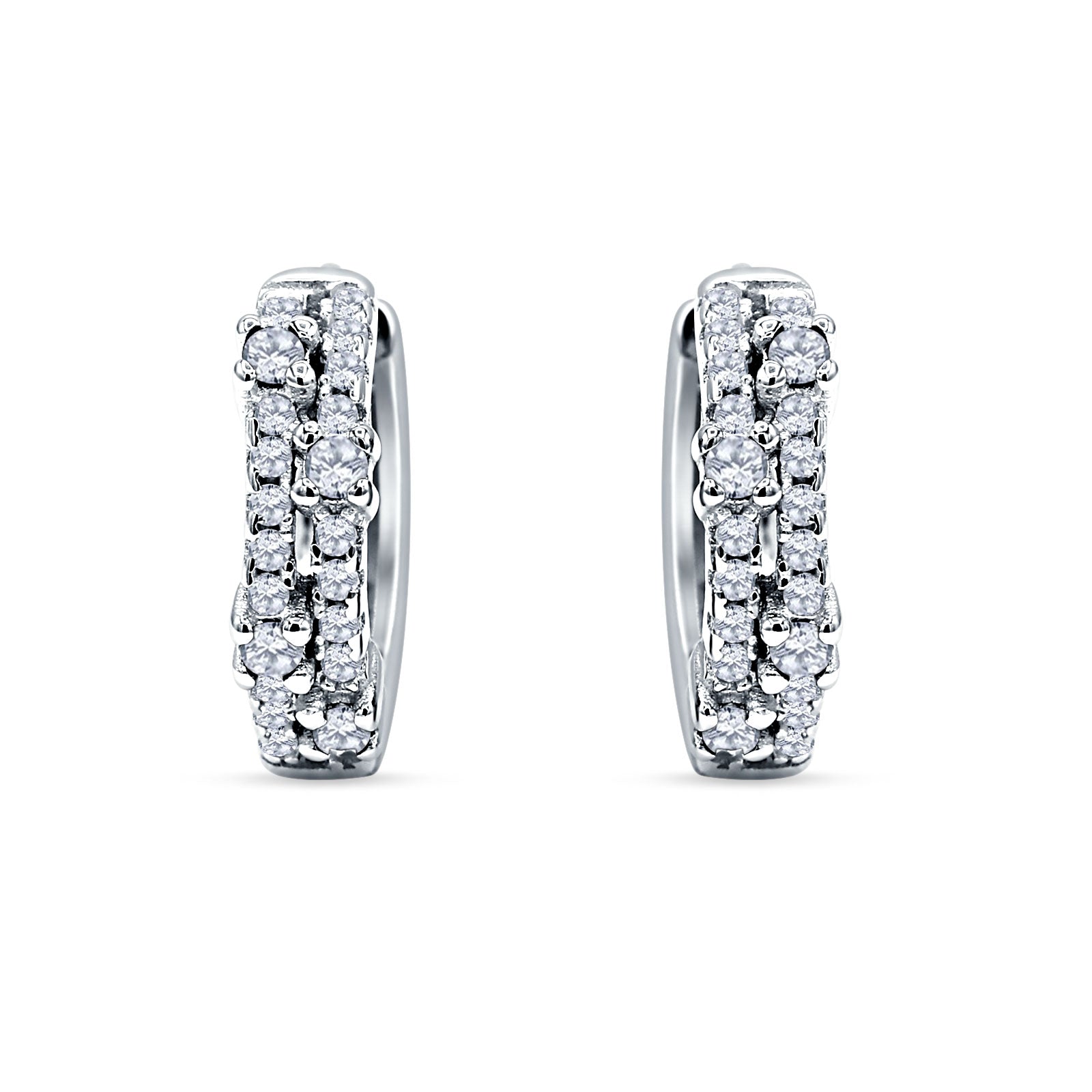 Minimalist 12.7mm Round Cubic Zirconia Hoop Earrings 925 Sterling Silver