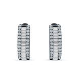 Emerald Cut 12mm Cubic Zirconia Hoop Earrings 925 Sterling Silver