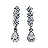 Dangle Drop Pear Stud Earrings Cubic Zirconia 925 Sterling Silver