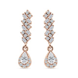 Dangle Drop Pear Stud Earrings Cubic Zirconia 925 Sterling Silver