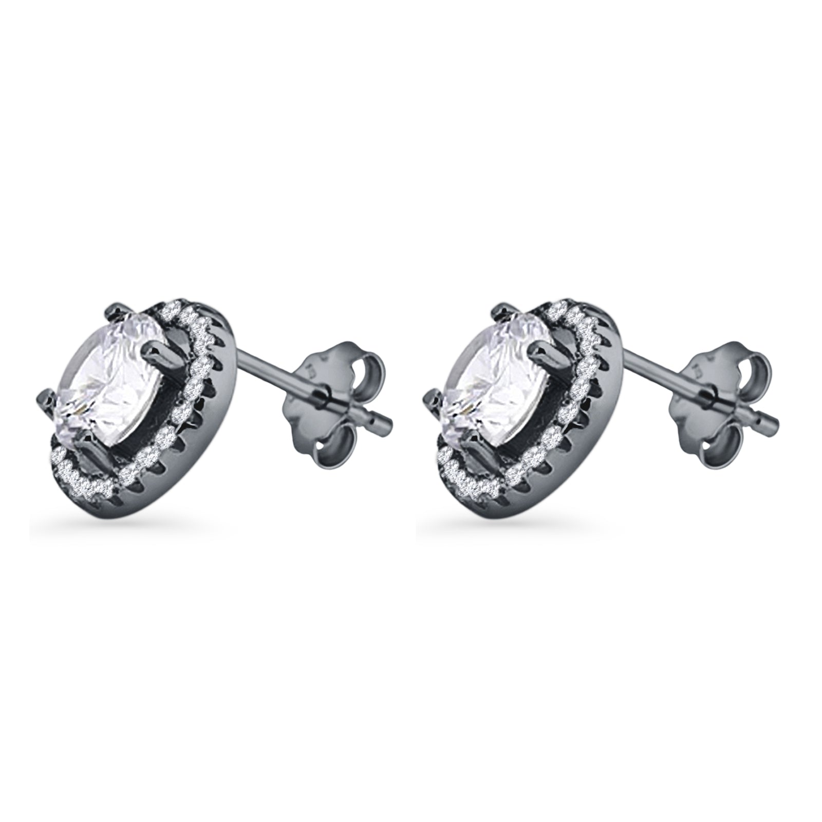 Round Halo Stud Earrings