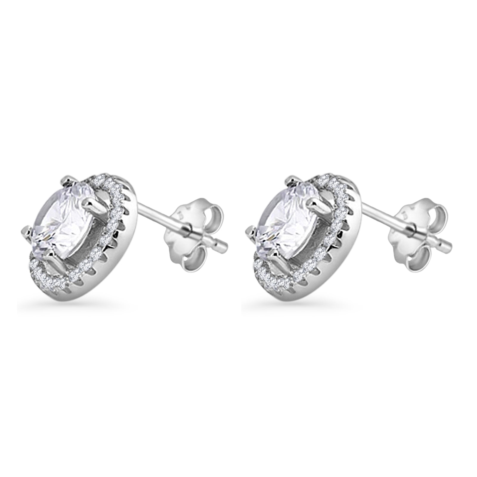 Round Halo Stud Earrings