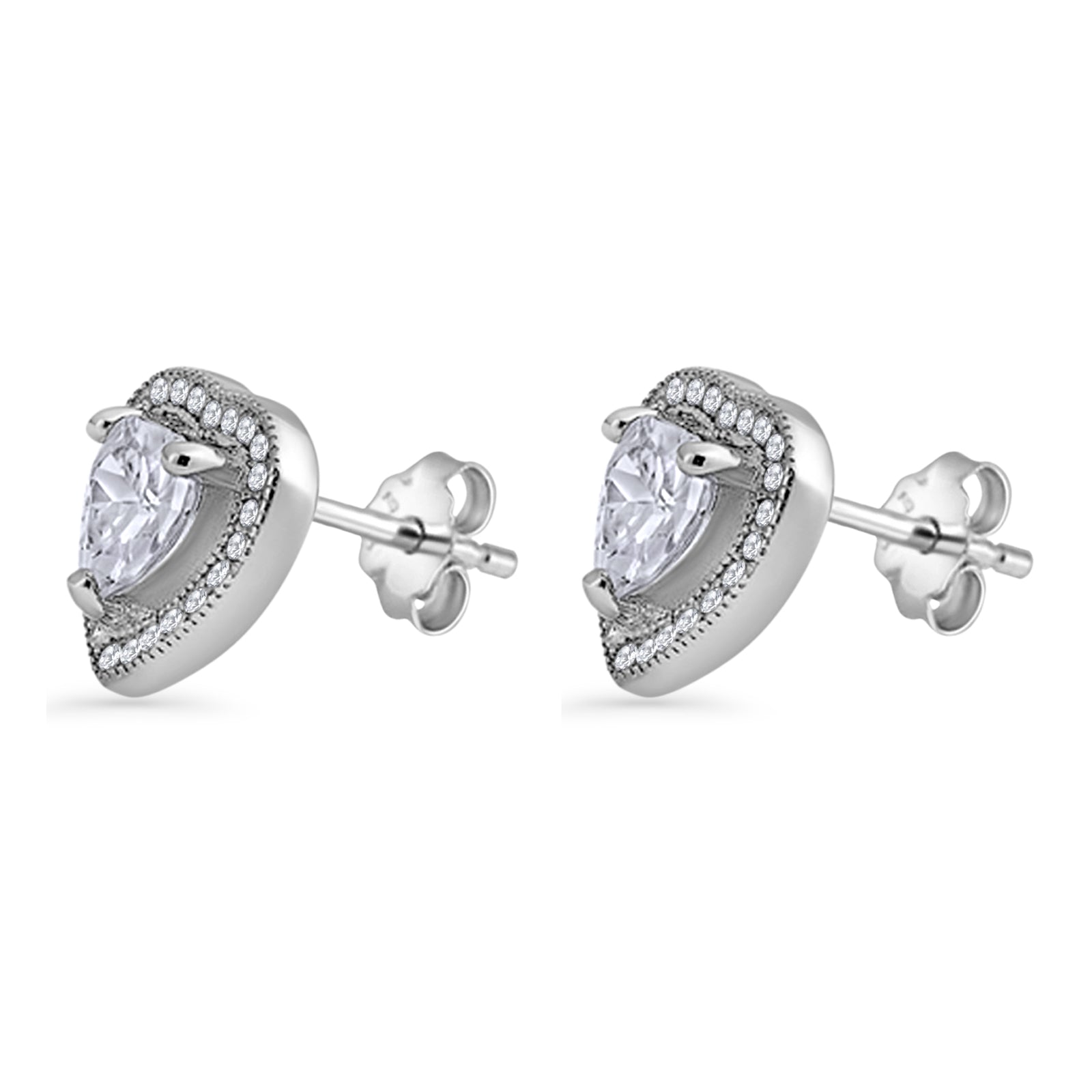 Heart Halo Stud Earrings